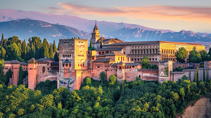 view of the alhambra in the morning light, alcazaba
 - obrazy, fototapety, plakaty