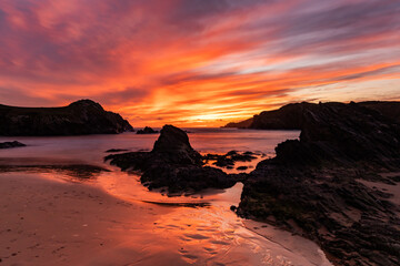 Sunset at Porth Dafarch Beach, Isle of Anglesey, Uk