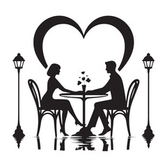 Couple Vector - Starlit Connection: Captivating Silhouette with Couple Holding Hands - Holding Hand Couple Silhouette - Valentine Vector Stock
