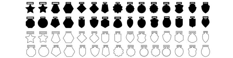 Medal template icon vector set. Award shape illustration sign collection. Medal laser cutting symbol or logo.