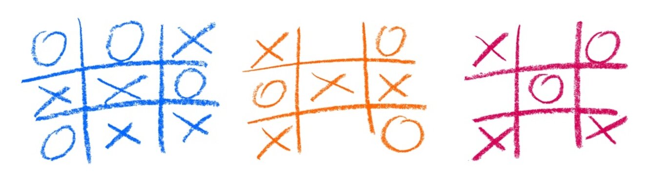 Tic Tac Toe Chalk Crayon Drawing