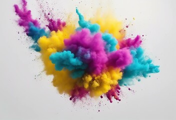 powder explosion on white background stock Colors Exploding 