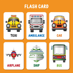 set of transport flash cards