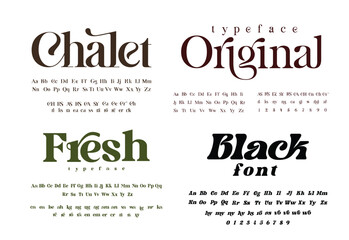 Bundle typefaces. Vector. Upper and lower case, set of ligatures. Ideal font for headlines and logos. - obrazy, fototapety, plakaty