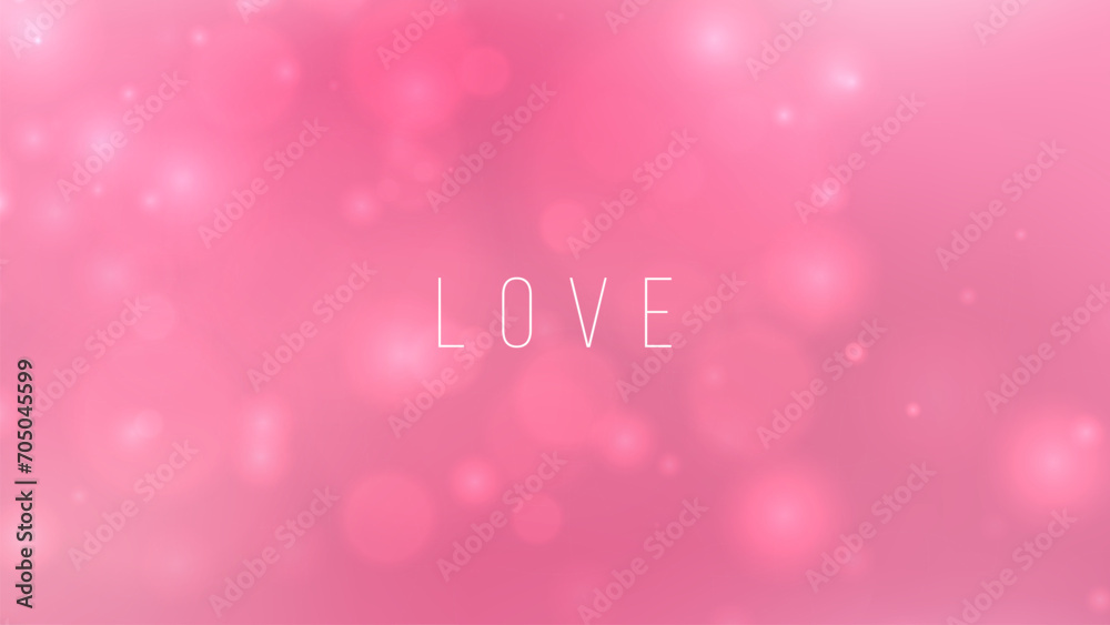Poster Blurred background with bokeh effect. Pink color gradient. Banner for Velentines Day greetings or wedding invitations. Vector illustration.