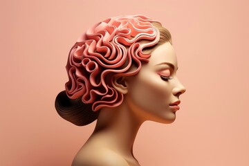 3d abstract human brain, Psychic waves concept