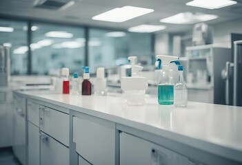 Abstract blur inside interior of modern cleaning laboratory workplace background with bokeh light for design stock photoOffice Defocused Backgrounds Blurred Motion