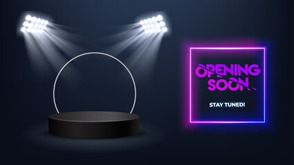 A Stage Illuminated for the Future. Lights, Camera, Mystery! A Spotlight Shines on the Next Big Thing! Get ready for the future with our sleek and modern Coming Soon design.