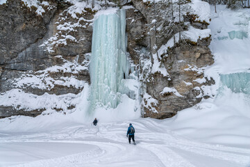Frozen waterfall in winter