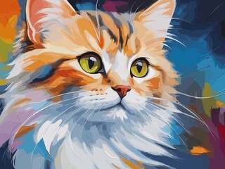 abstract cute cat painting	

