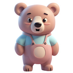 Bear Cartoon Character Illustration Art With a Transparent Background Generative AI.