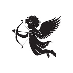 Fototapeta premium Ephemeral Cupid's Cherished Silhouette: Mesmerizing Valentine-Themed Stock - Cupid Vector Stock 