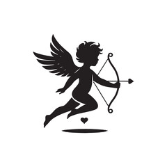 Fototapeta premium Ethereal Valentine Cupid's Dance: Romantic Stock Image, Enhanced with Valentine Vector - Cupid Vector Stock 