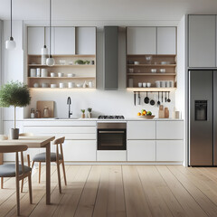 Minimalist kitchen with a functional layout and modern appliances