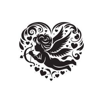 Ephemeral Valentine Cupid's Kiss: Mesmerizing Stock Image for Romantic Designs - Cupid Vector Stock
