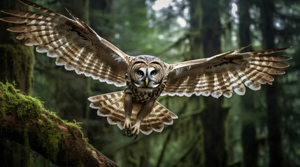Naklejka premium Barred Owl flying