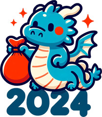 Fototapeta premium 2024 Blue dragon