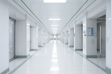 Rays of light in the corridor of the hospital.