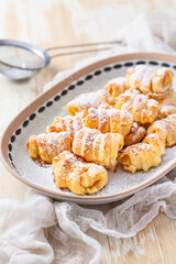 Homemade apple pastries, puff pastry with apples, small healthy snack