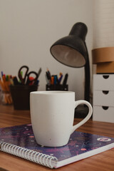 cup of coffee at the desk