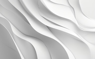 Abstract white paper waves with soft shadows creating a serene, minimalist design. - obrazy, fototapety, plakaty