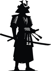 Silhouette Of A Samurai Vector, Samurai Warriors Silhouette