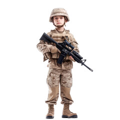 Soldier ,kid isolated on transparent png.