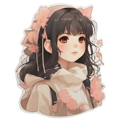 Cute anime illustration with transparent background