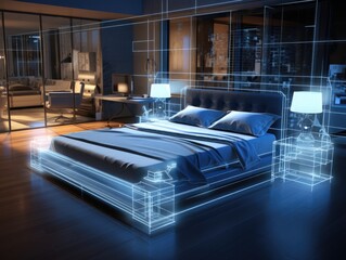 x-ray vision of a modern bedroom,