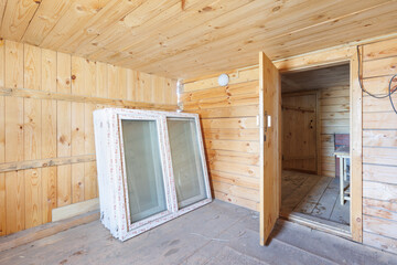 interior of the apartment without decoration in gray colors. rough finish