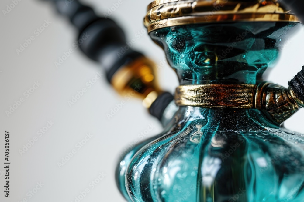Poster A beautiful green glass vase with a gold handle. Perfect for adding a touch of elegance to any room or event
