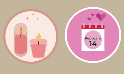 Valentine's day cute illustration set,  Valentines Day vector collection.