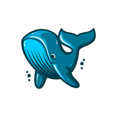 vector design of blue whale swimming