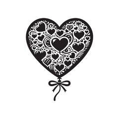 Love's Serenade: Heart Balloon Silhouette Perfect for Valentine Stock Collections - Valentine Vector - Balloon Vector
