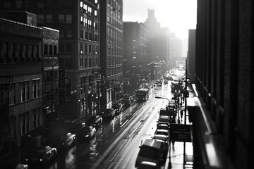 A black and white photo capturing the essence of a city street - Powered by Adobe