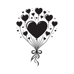 Romantic Heart Balloon Silhouette: Captivating Image for Valentine Stock - Valentine Vector - Balloon Vector
