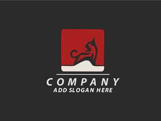 Vector isolated cat silhouette as brand logo.
