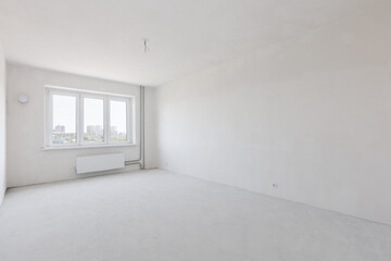 interior of the apartment without decoration in gray colors. rough finish