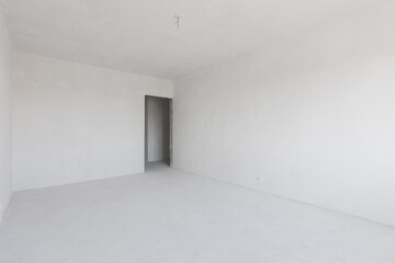 interior of the apartment without decoration in gray colors. rough finish