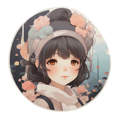 Cute anime illustration with transparent background