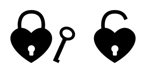 Heart lock vector icon. filled flat sign for mobile concept and web design. Locked heart shaped padlock glyph icon. Symbol, logo illustration. Vector graphics. EPS 10