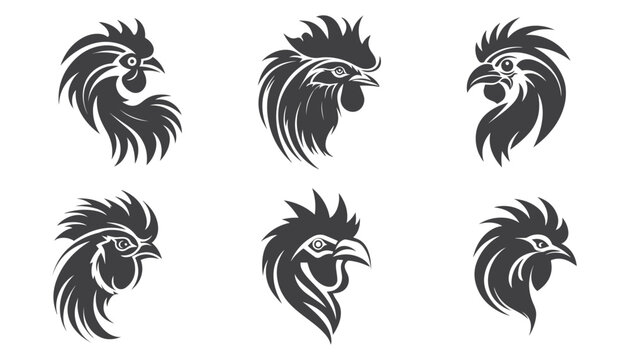  Vector rooster head , vector, black.