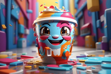 Перейти к странице
|1234Далее
Cheerful cute character similar to coffee cup in graffiti style with plenty of modern colourful background. Generative AI.