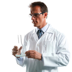 Scientist ,men isolated on transparent png.
