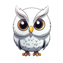 Obraz premium Cartoon-style illustration of an owl with large eyes and detailed feathers.