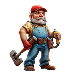 Plumber ,men isolated on transparent png.