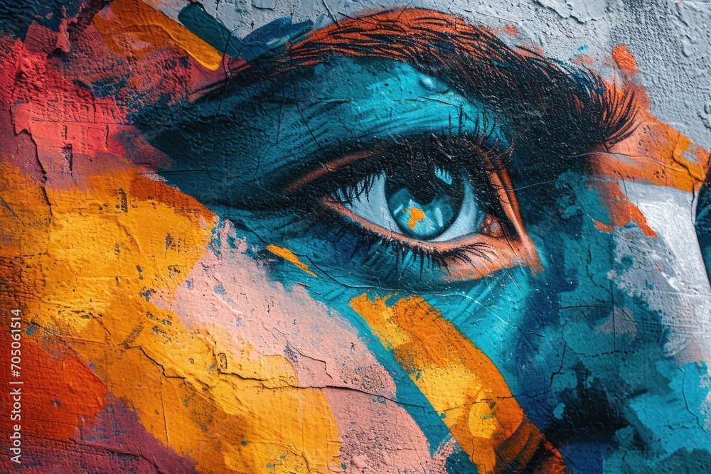 Poster A detailed painting capturing the intricate details of a person's eye. This artwork can be used to add a unique touch to various projects