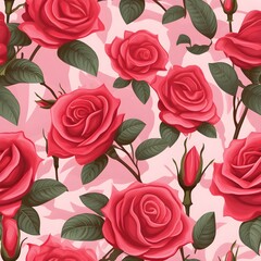 Roses background for Valentine Day and Wedding with seamless pattern