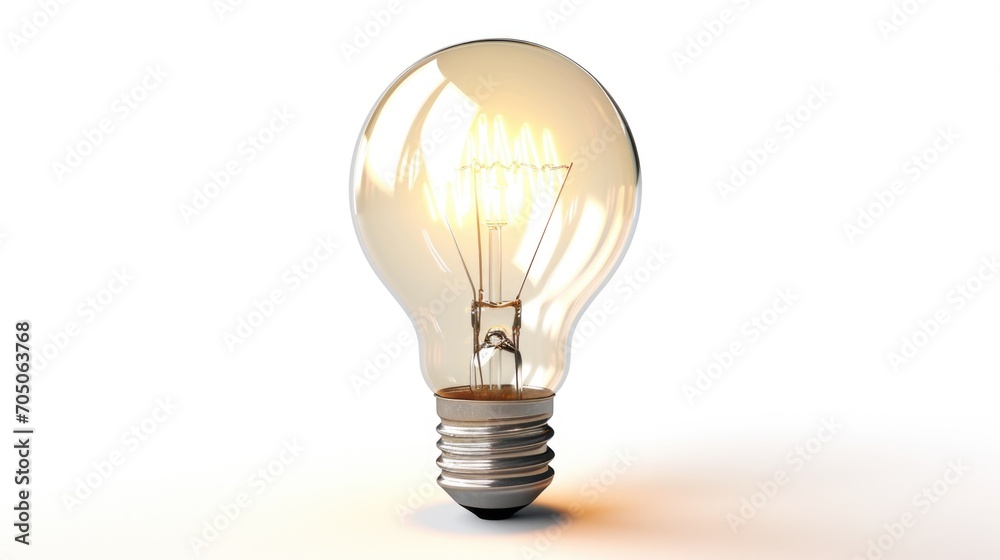 Poster A light bulb placed on a table, suitable for various concepts and designs