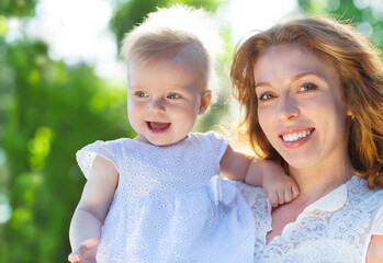 Beautiful Mother And Baby outdoors